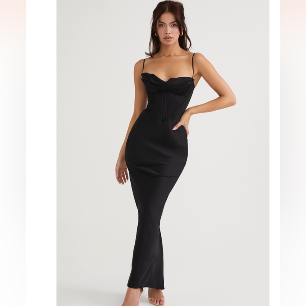 Charmaine Black Corset Maxi Dress - House of CB